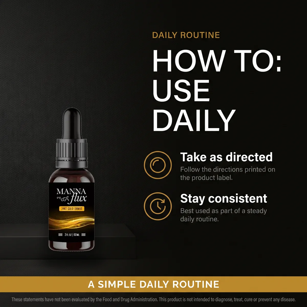 MannaFlux daily dropper routine: take as directed and stay consistent