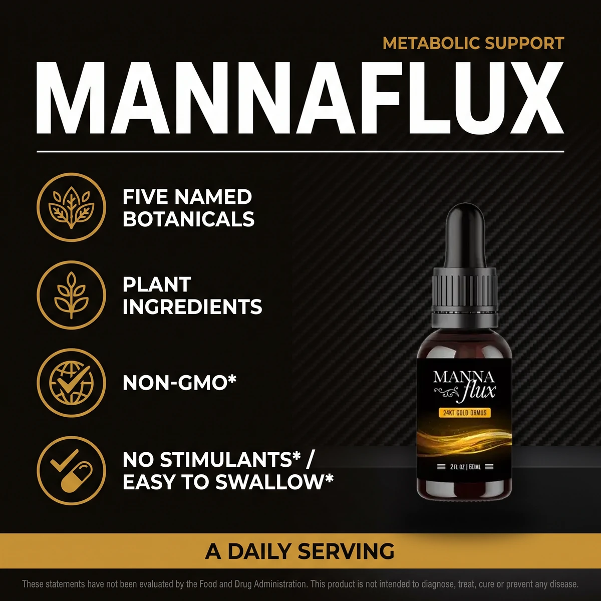 MannaFlux metabolic support with five named botanicals