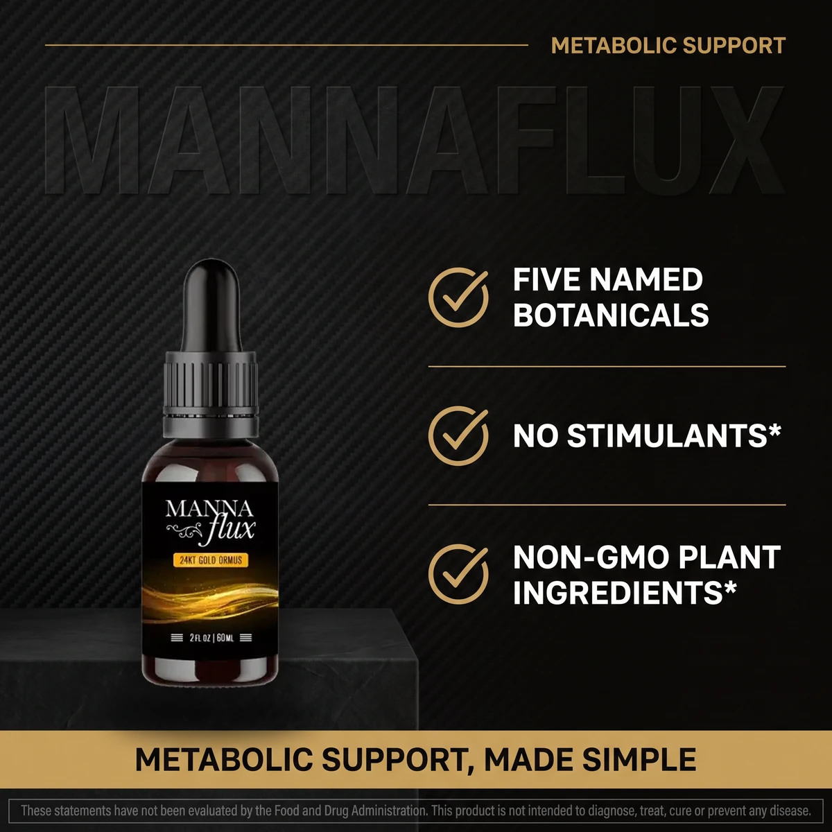 MannaFlux formula transparency: five named botanicals, no stimulants